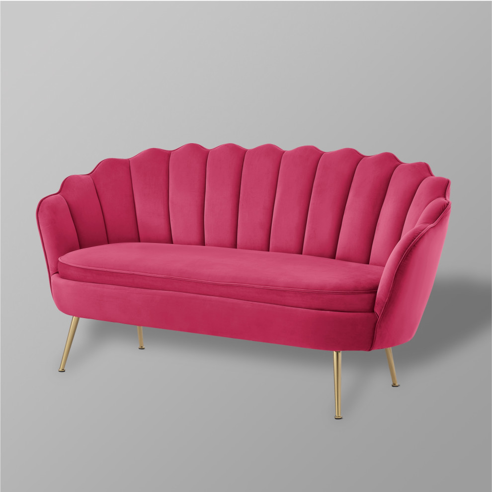 Nicole Miller Carmello Upholstered  Velvet   Midcentury   Loveseats   by Inspired Home  Houzz