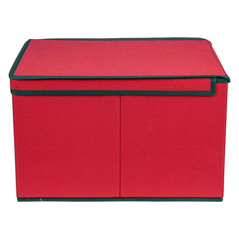 Northlight Red and Green Collapsible Christmas Decoration Storage Box with Handles