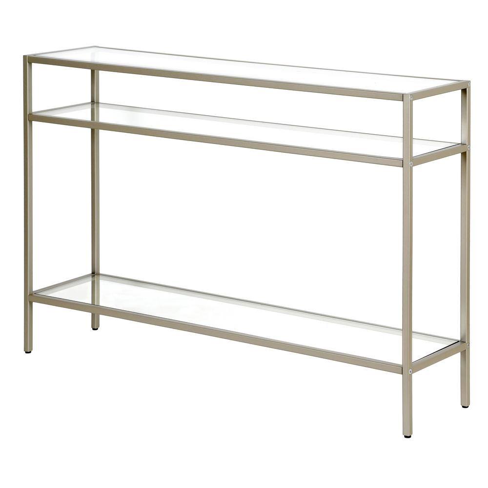 MeyerCross Siviline 42 in. Satin Nickel Rectangle Glass Console Table AT0576