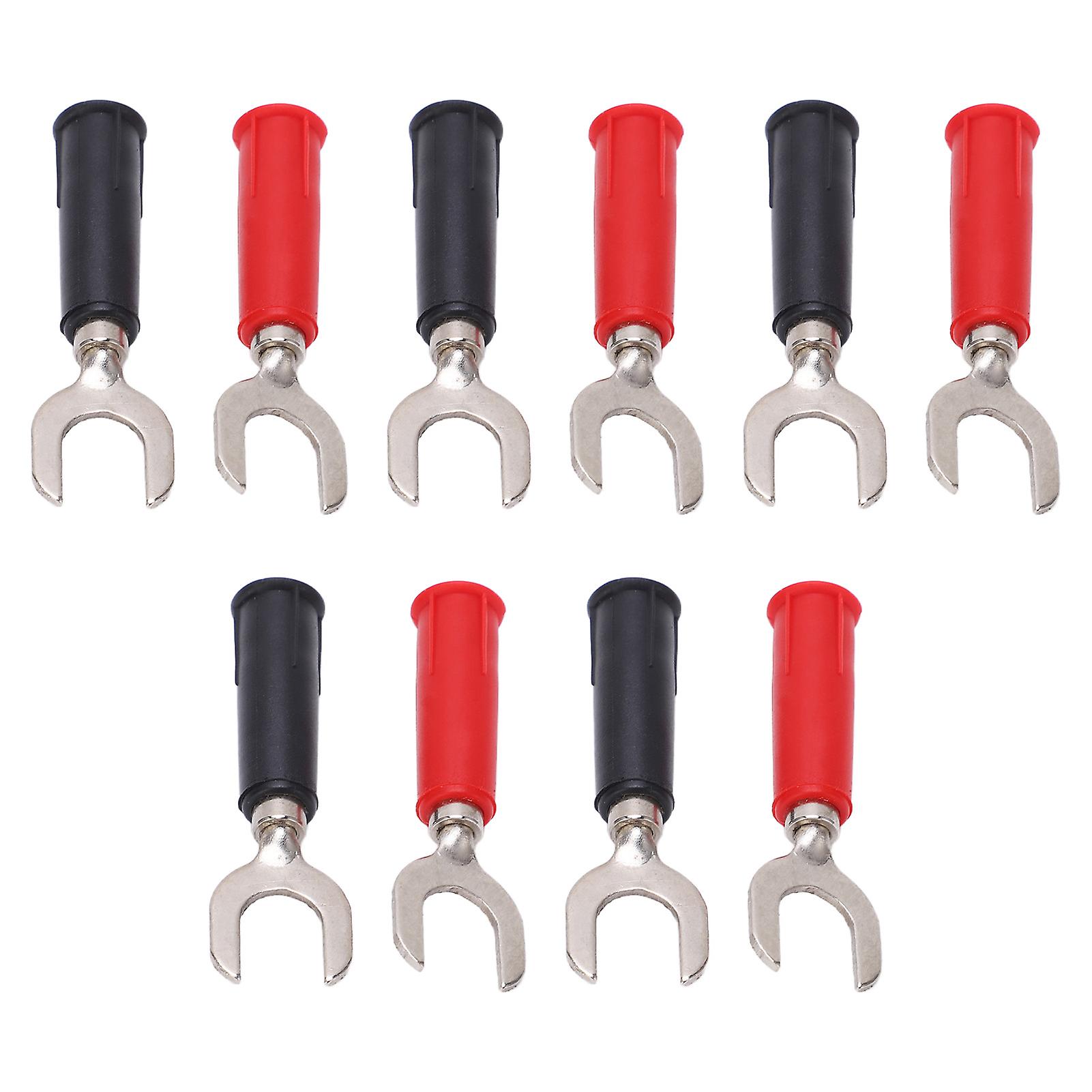 10pcs Fork Spade Wire Connectors Pvc Brass Material 8mm/0.3in Y Type 4mm/0.2in Hole U Type Banana Plug 30vac60vdc