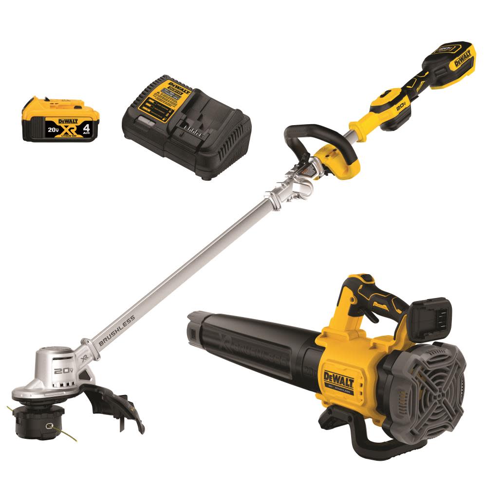 DW 20V MAX* XR Brushless 14 in. Cordless Folding String Trimmer and Handheld Blower Combo Kit DCKO222M1 from DW