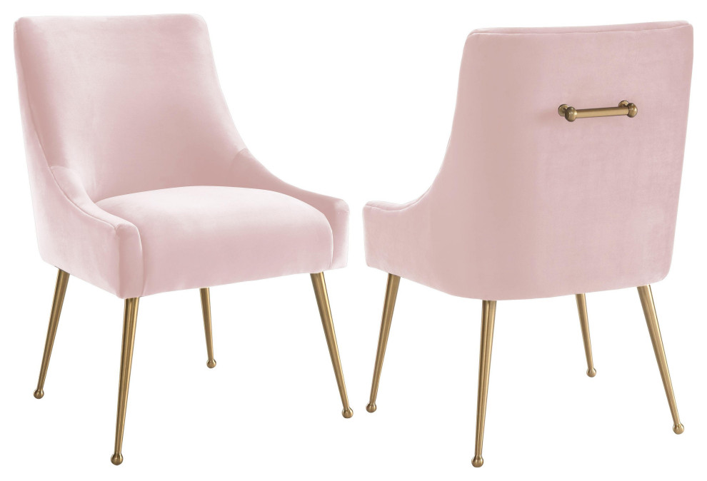 Beatrix Blush Velvet Side Chair   Midcentury   Dining Chairs   by IsabellesLightingcom  Houzz