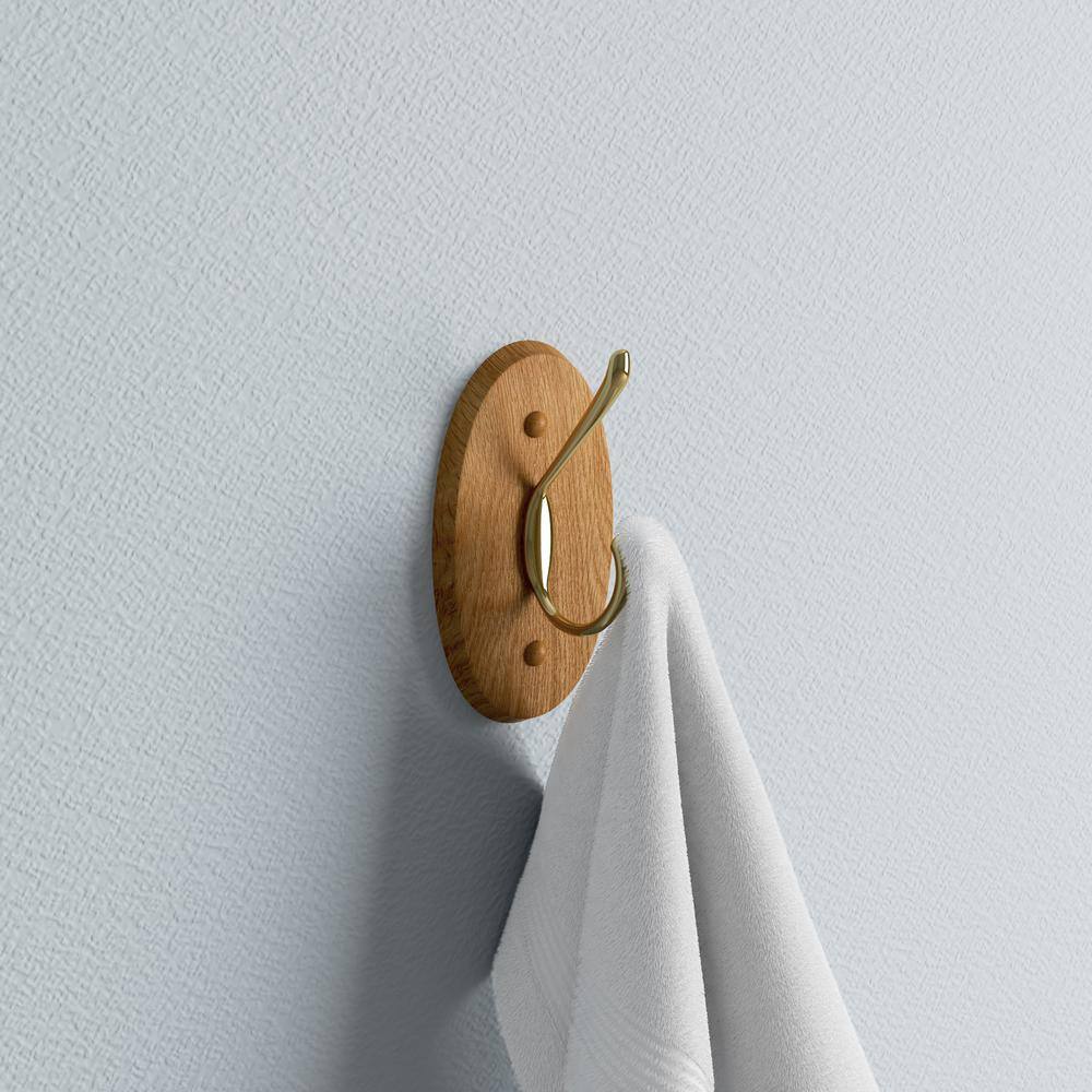 Design House Dalton Double Robe Hook in Honey Oak 561217