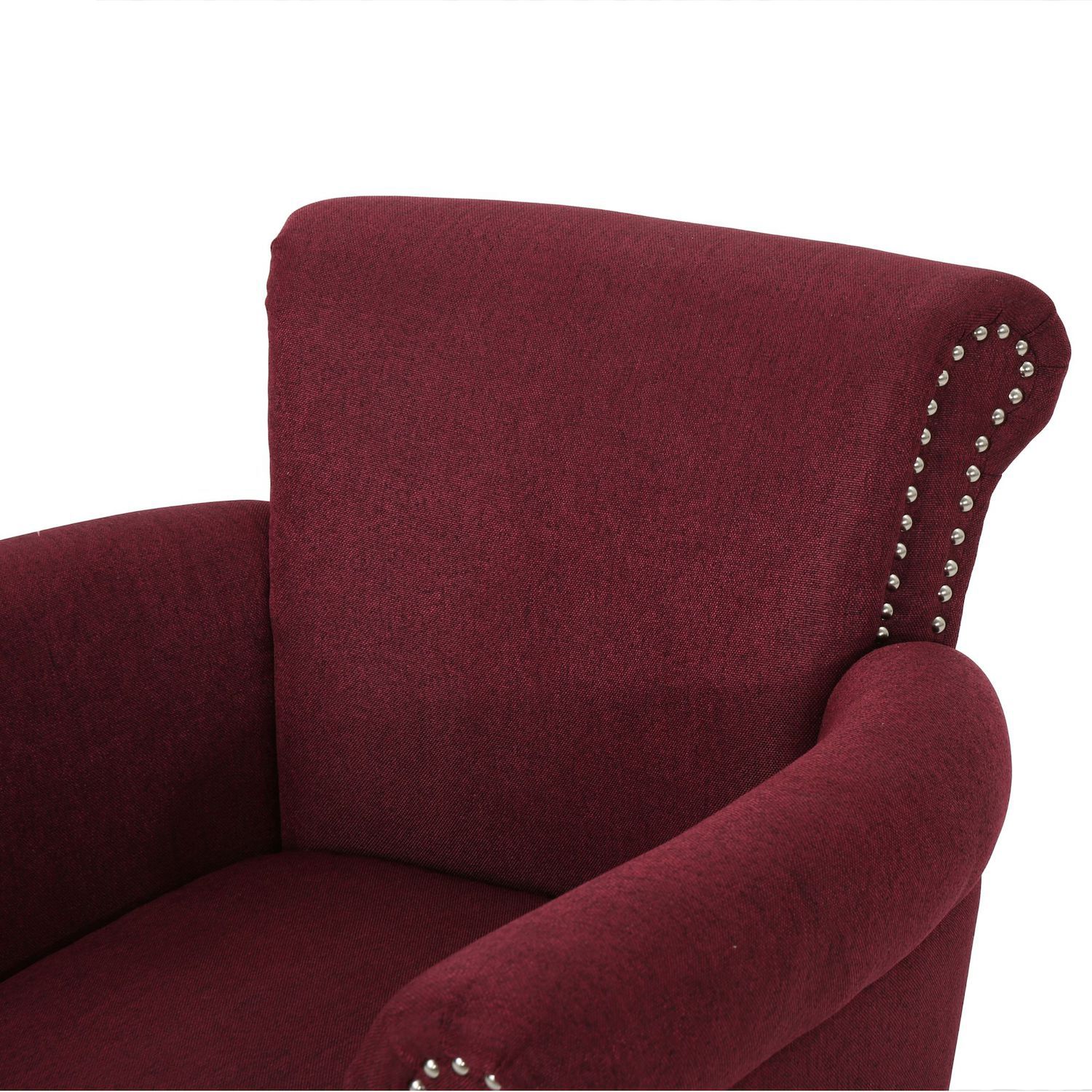 31.5 Wine Red and Brown Upholstered Contemporary Club Chair