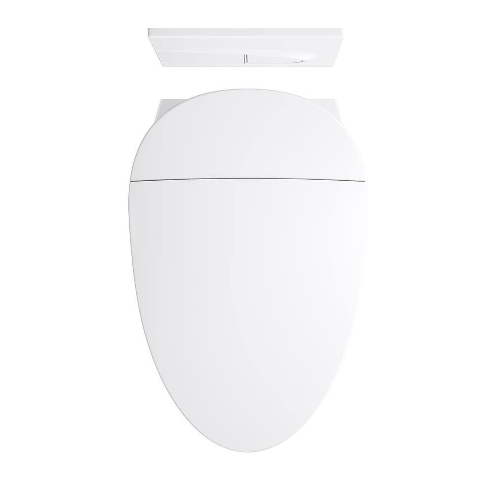 KOHLER Veil 1-Piece 0.8 or 1.6 GPF Dual Flush Elongated Wall-Hung Toilet in White Components Included 5402-0