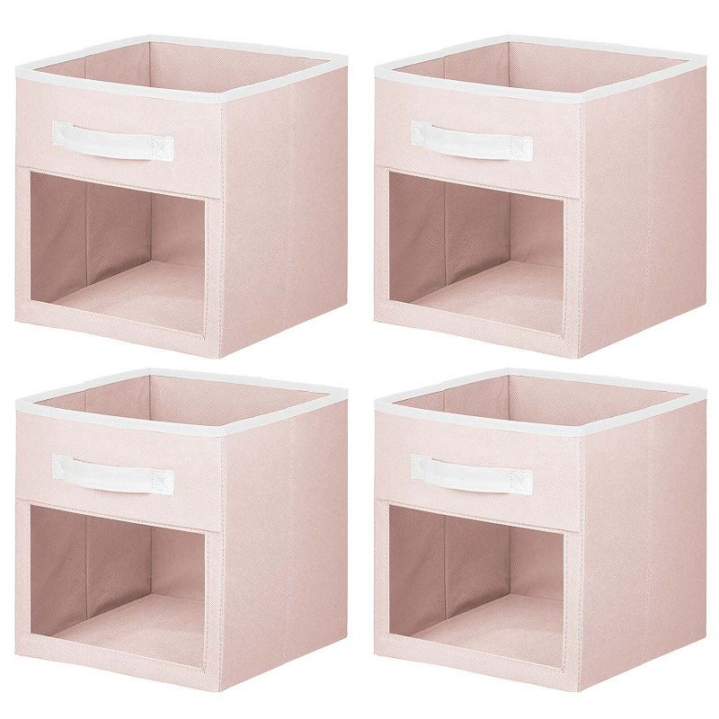 mDesign Fabric Nursery Storage Cube with Front Window - 4 Pack