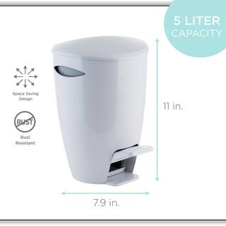 Bath Bliss 5 L Contour Step Pedal Waste Bin in White 10077-WHITE