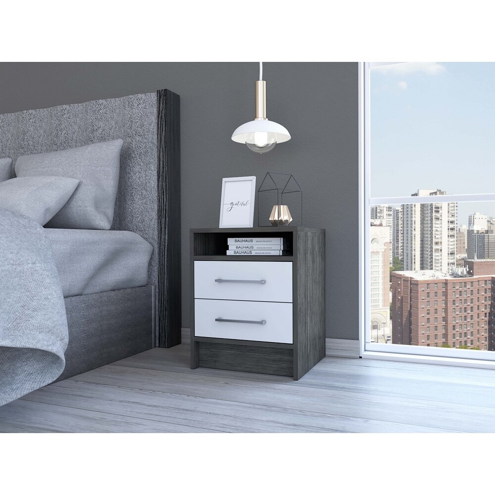 Sophisticated and Stylish Smokey Oak and White Nightstand