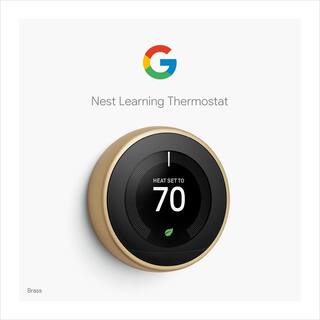 Google Nest Learning Thermostat - Smart Wi-Fi Thermostat - Brass T3032US