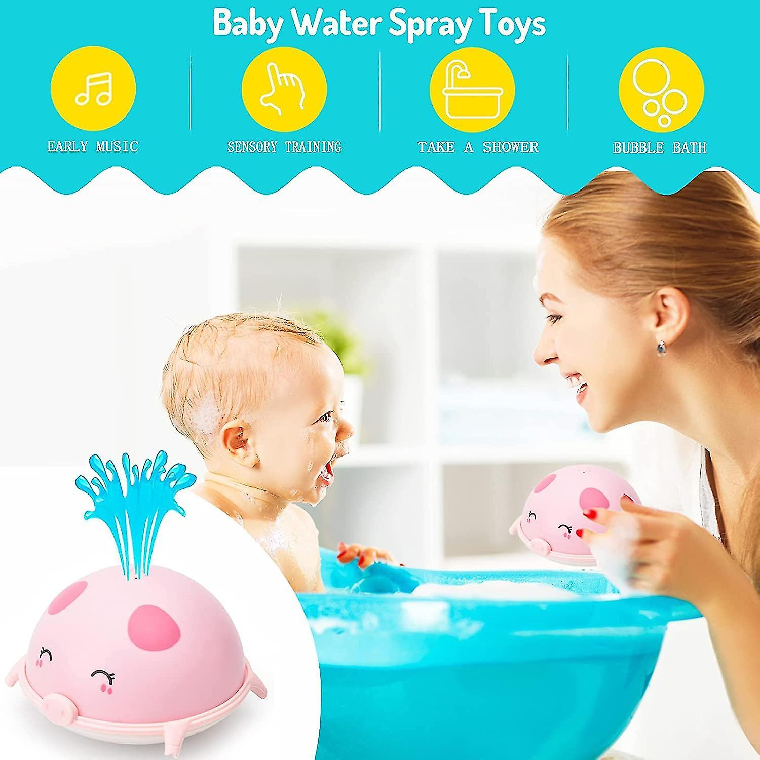 Baby Bath Toys， Pig Induction Water Spray Toys， Water Spray Toys With Led Lights， Baby Whale Bathtub