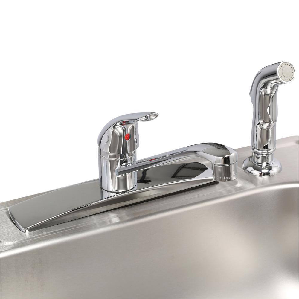 Glacier Bay All in-One 25 in. Drop-in Single Bowl 22 Gauge Stainless Steel Kitchen Sink with Faucet and Side Spray HDSB252274LFR