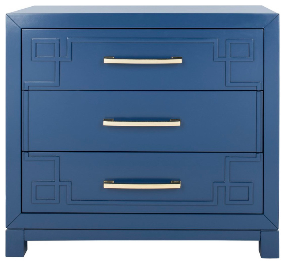 Dana 3 Drawer Chest Lapis Blue/ Gold   Transitional   Accent Chests And Cabinets   by Peachtree Fine Furniture  Houzz