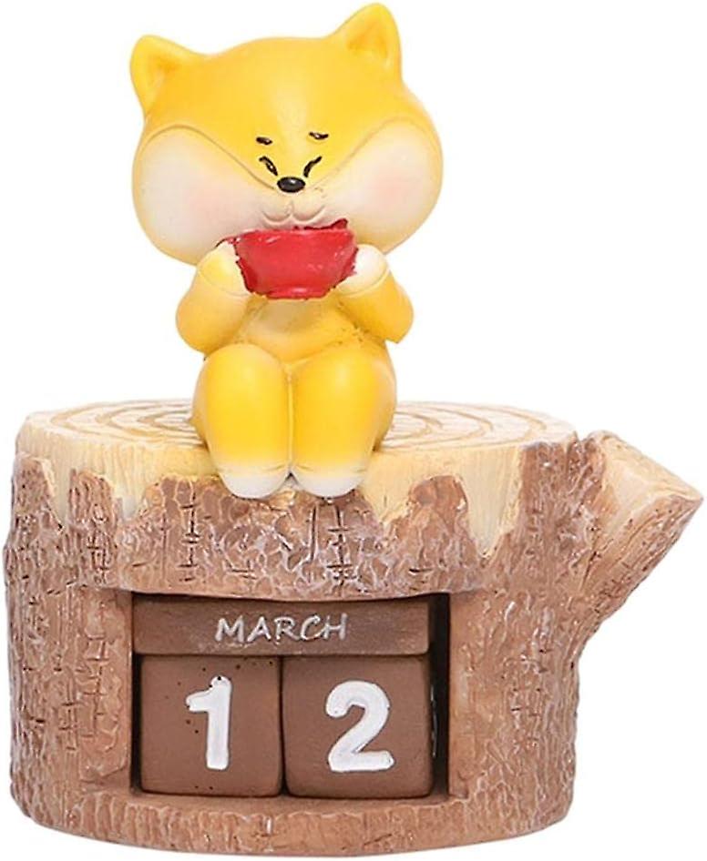 Desk Calendar Blocks Date Display Creative Table Calendar Resin Perpetual Calendar For Home， Dog