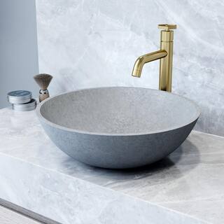 VIGO Ravenna Gothic Gray Concreto Stone 16 in. L x 16 in. W x 5 in. H Round Vessel Bathroom Sink VG04066