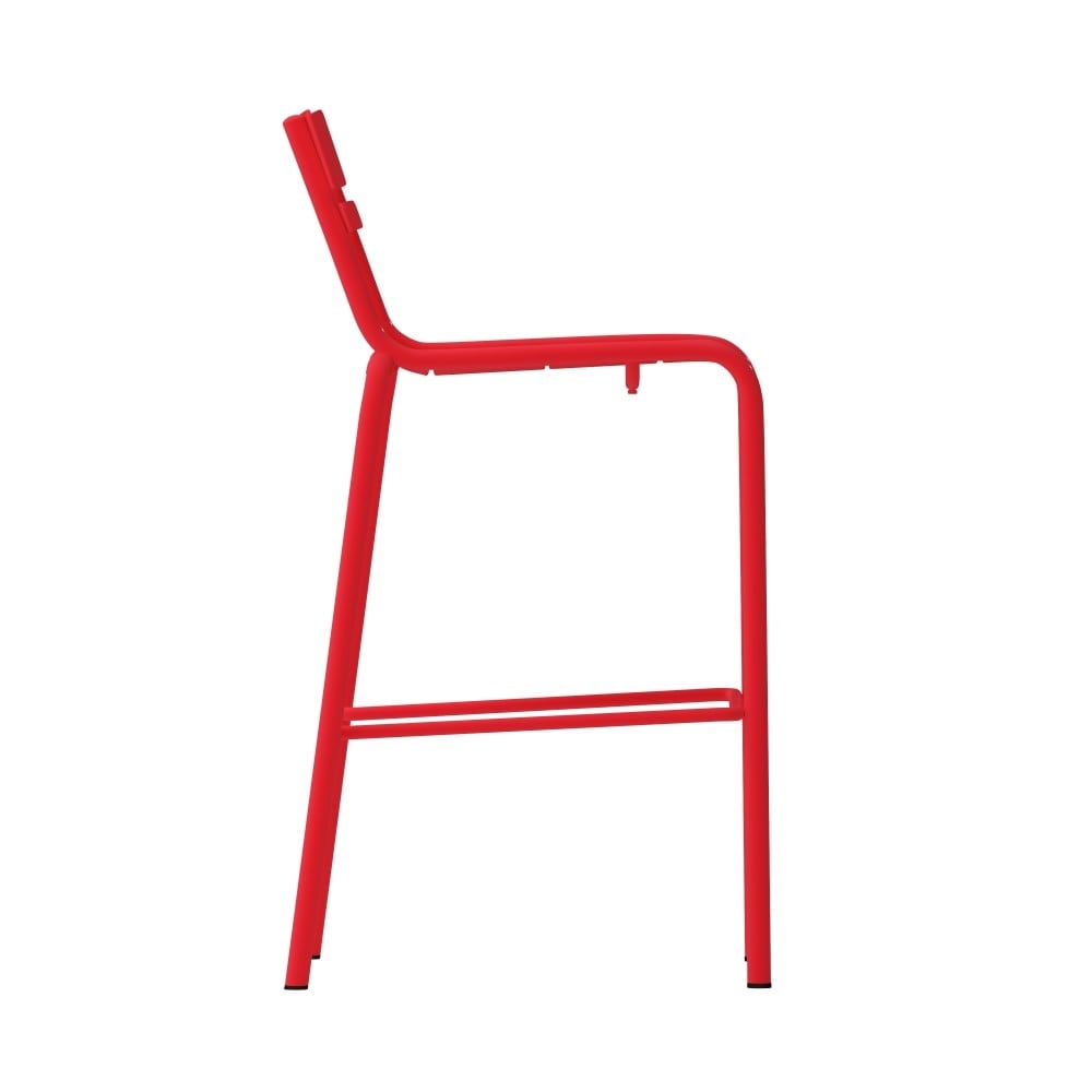 Modern Commercial Grade 2 Slat Indoor/Outdoor Steel Bar Stool