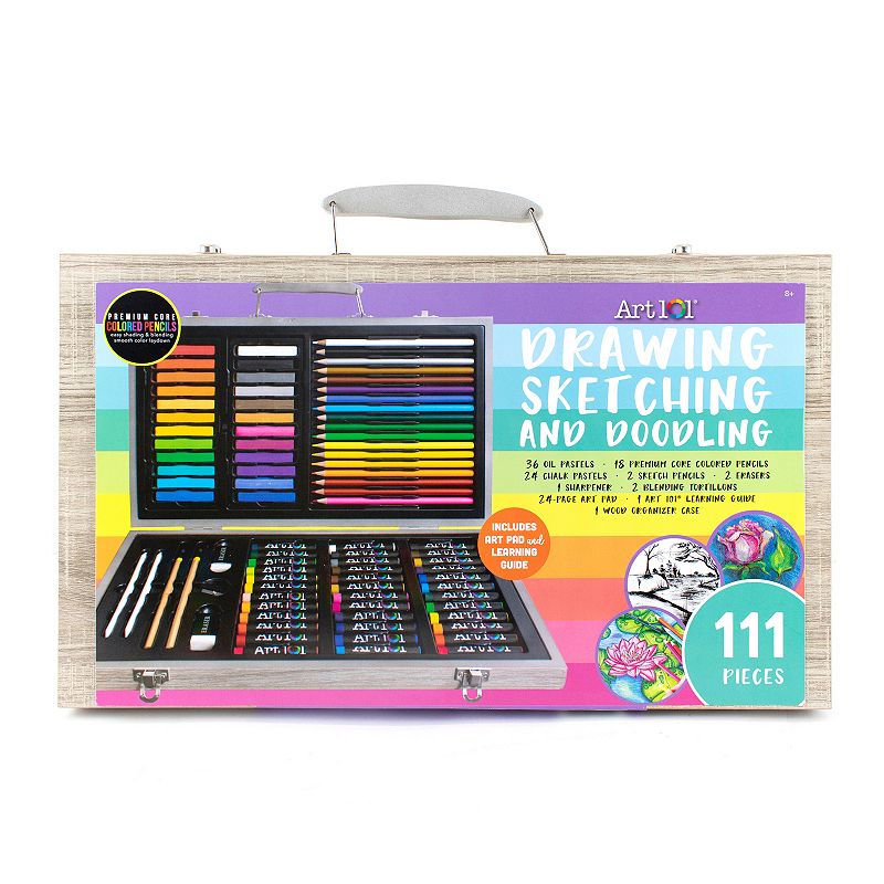 Art 101 Drawing， Sketching， and Doodling 111 Piece Wood Art Set