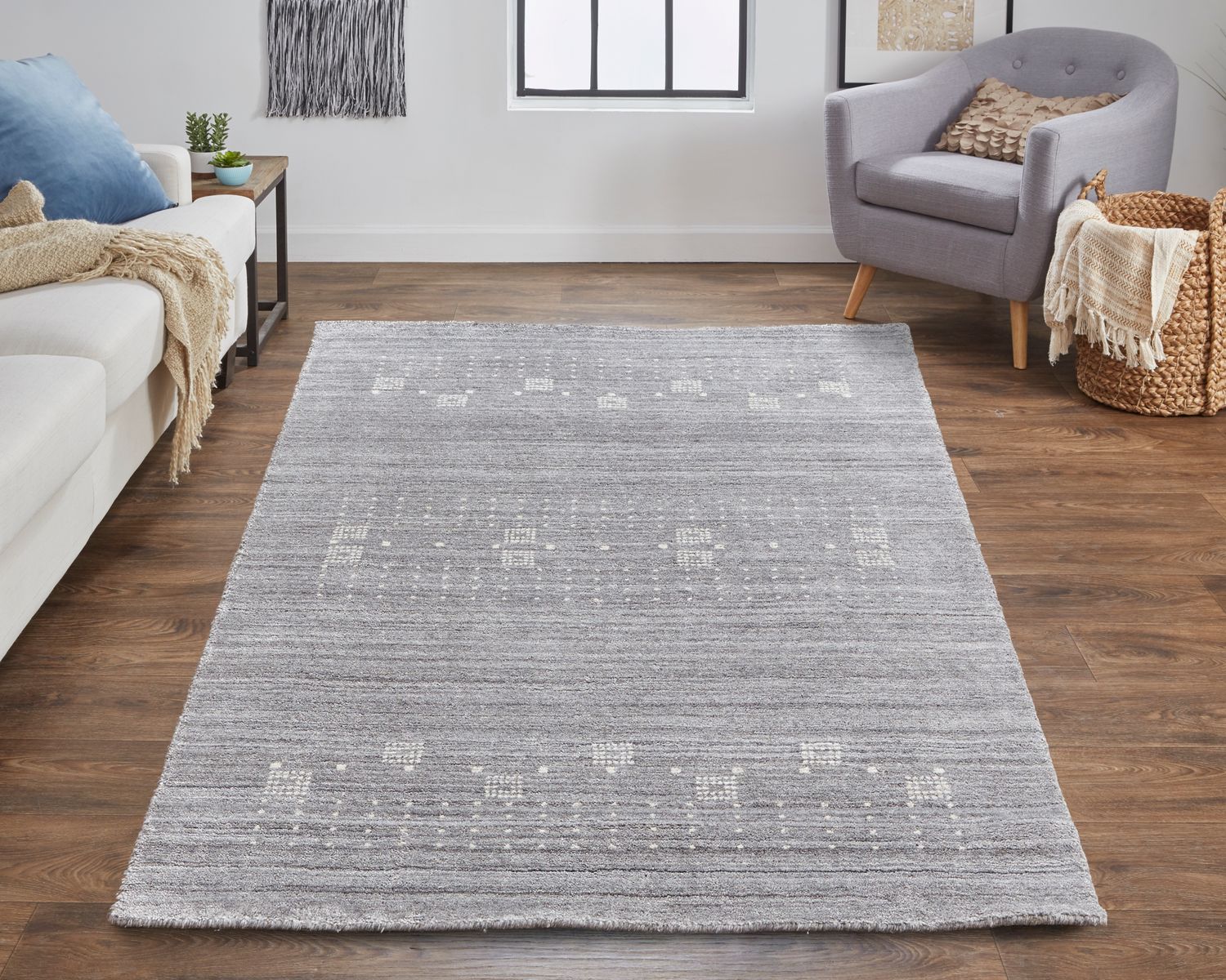 Yurie Hand Knotted Gray and Ivory Rug by BD Fine