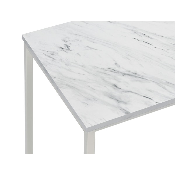 Mia White Faux Marble and Satin Nickel Coffee Table