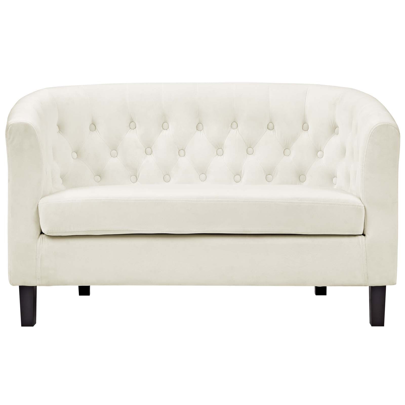 Modern Contemporary Urban Design Living Lounge Room Loveseat Sofa, White Ivory, Fabric