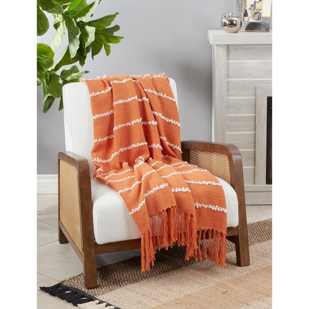 Saro Lifestyle Striped Throw With Tasseled Edges