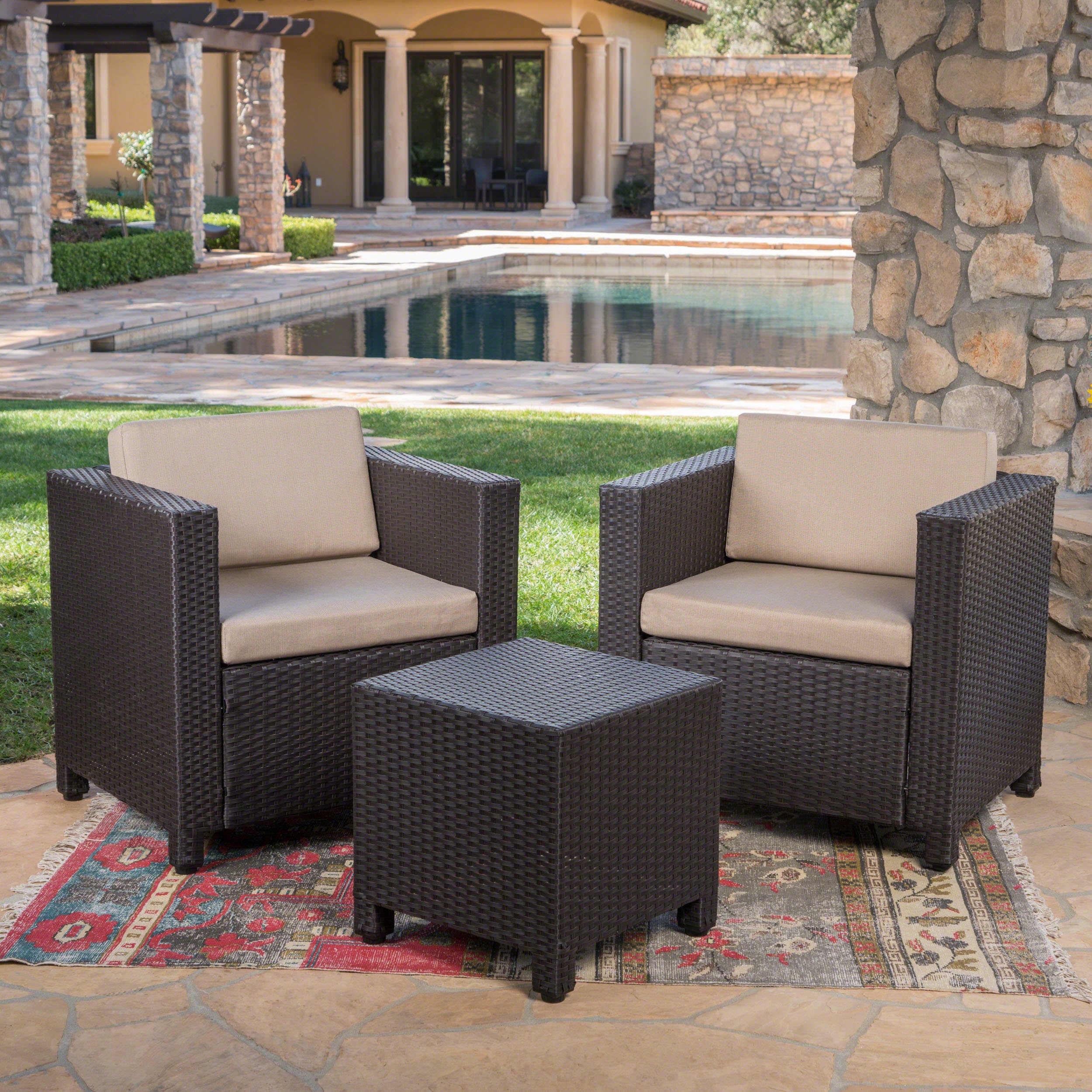 Venice 2-Seater Outdoor Chat Set with Side Table