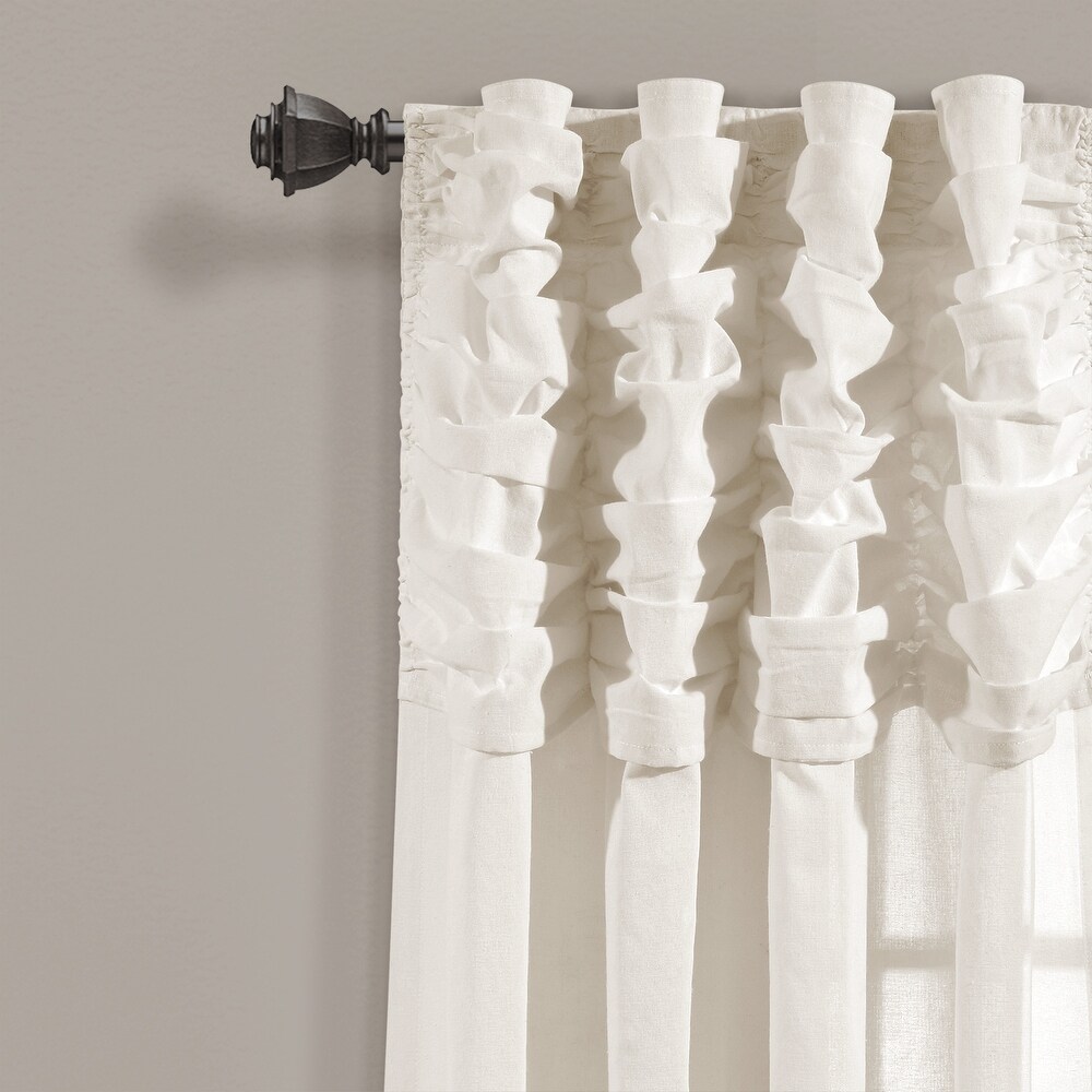 Lush Decor Ruched Waterfall Linen Window Curtain Single Panel   84\