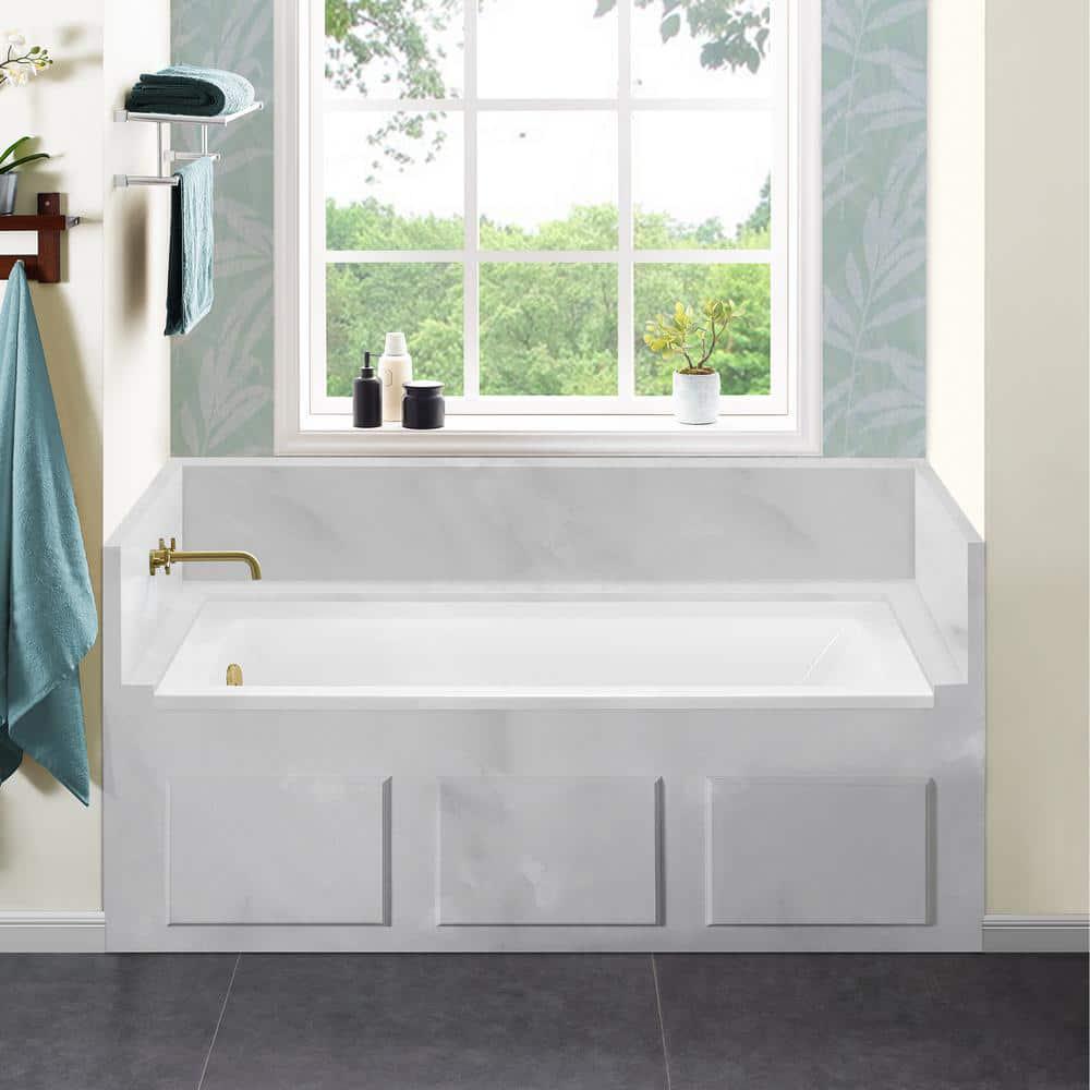 Swiss Madison Voltaire 60 x 30 in Acrylic LeftHand Drain with Integral Tile Flange Rectangular Dropin Bathtub in White