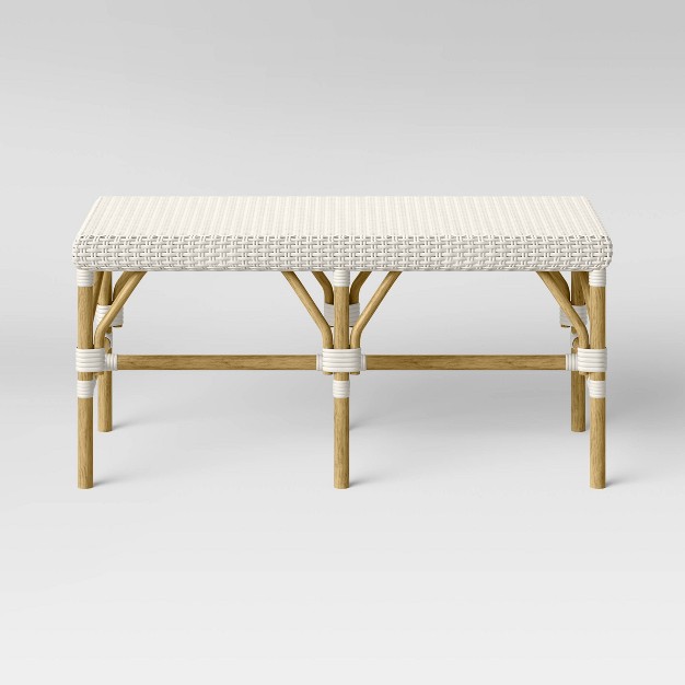 Perry Rattan Woven Bench Cream