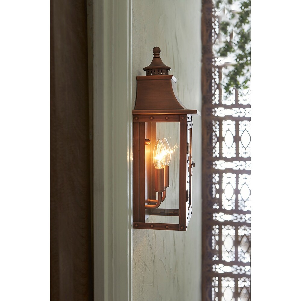 St. Charles 2 light Copper Patina Outdoor Wall Mount