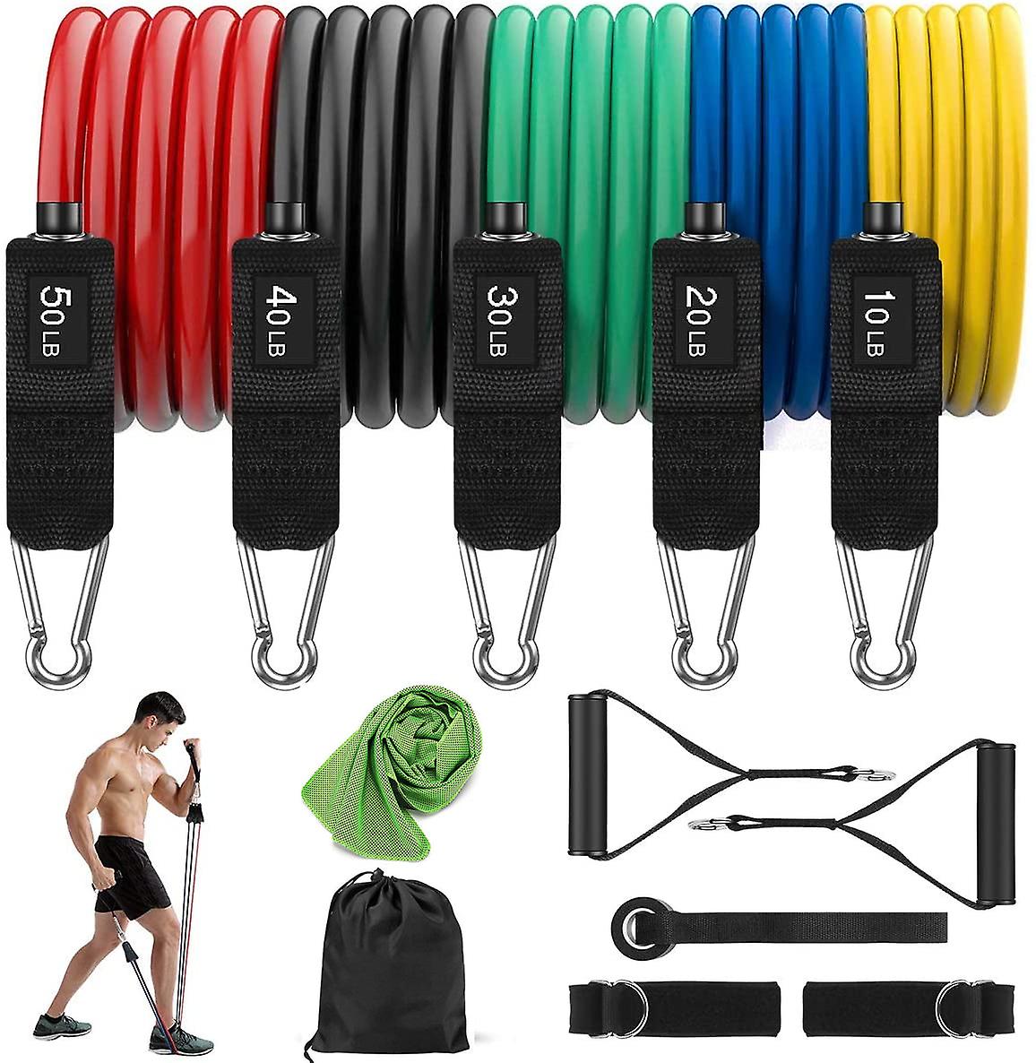 150 Lbs exercise resistance bands set pack