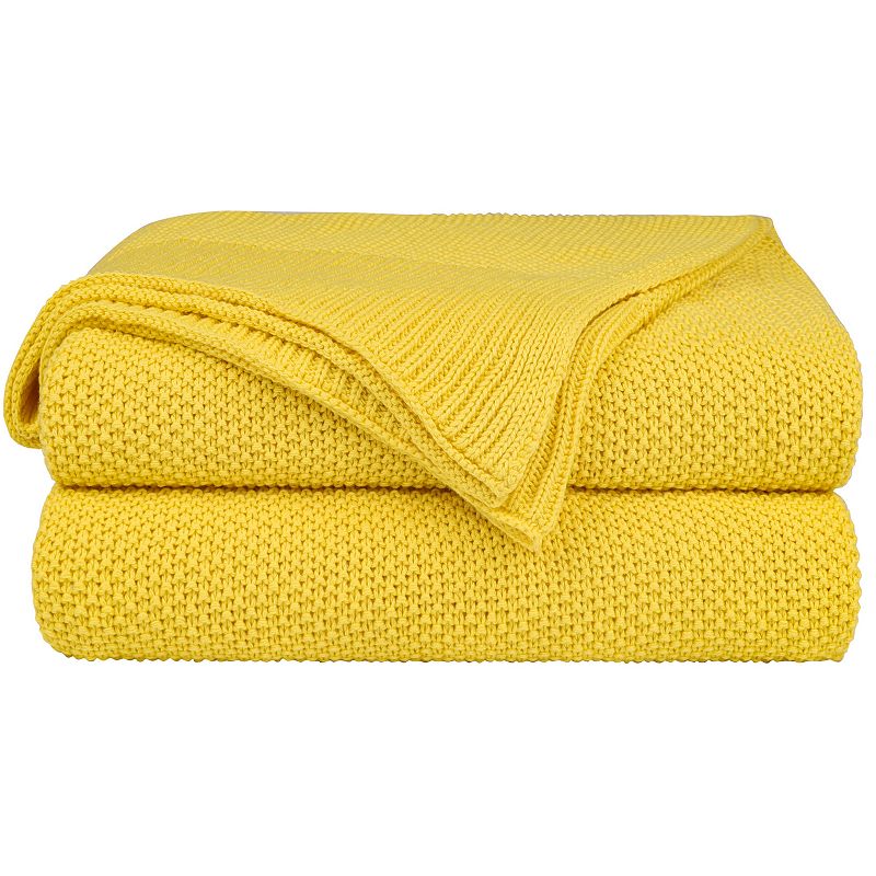 Soft 100% Cotton Solid Decorative Knitted Sofa / Bed Throw Blanket in 14 Colours Twin 60x78