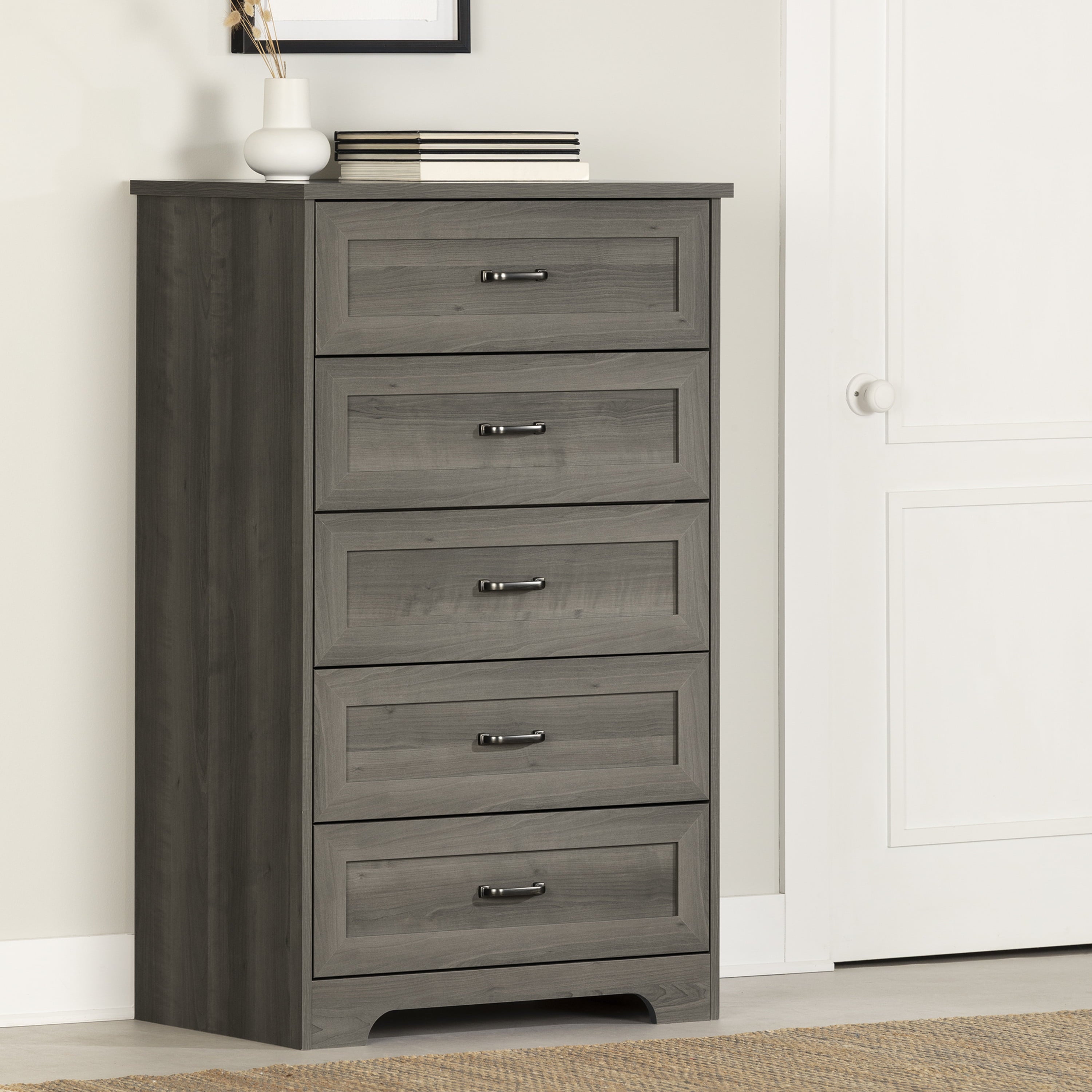 South Shore Prairie, Farmhouse 5-Drawer Chest, Gray Maple