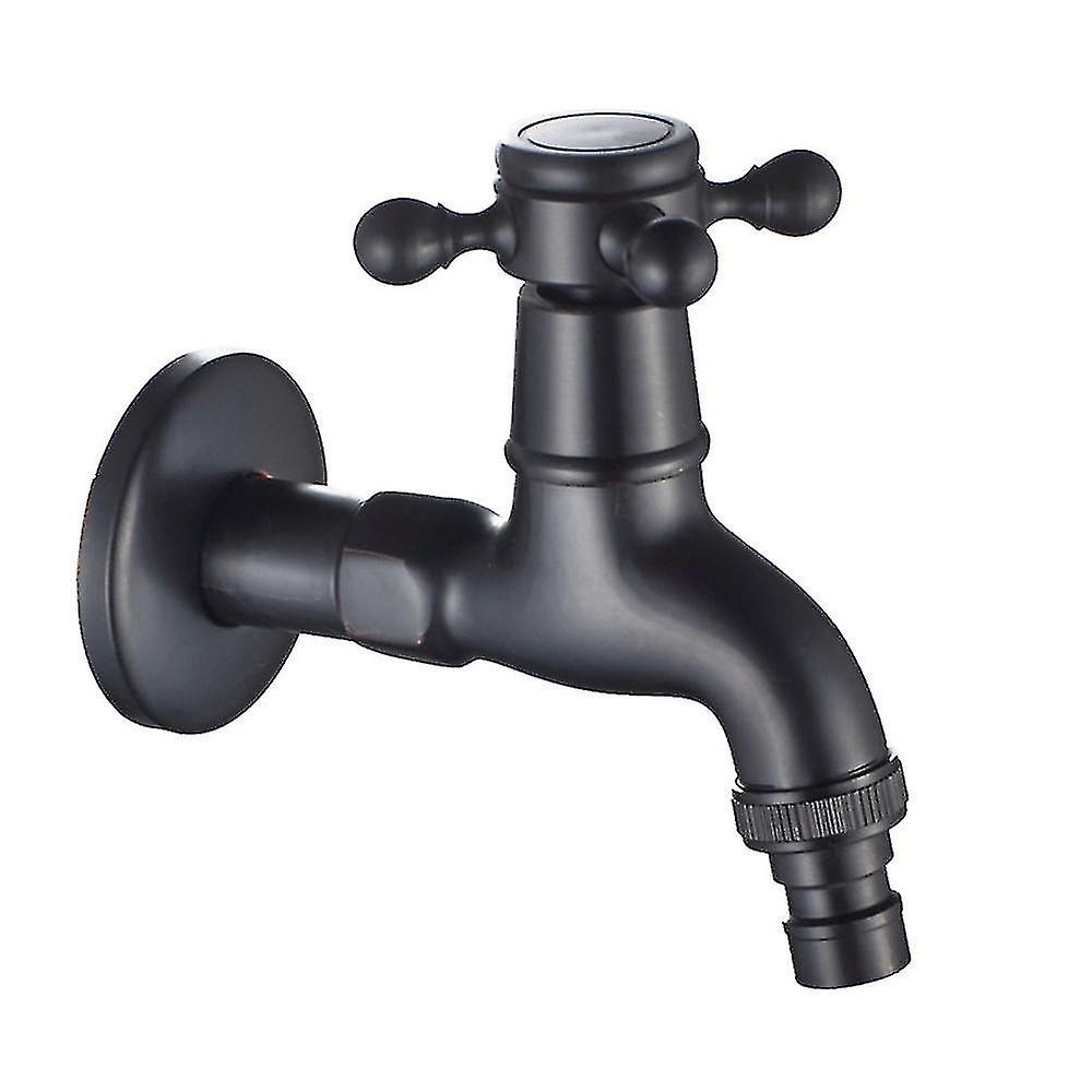 Brass Washing Machine Faucet With 1/2inch Sink Spout Antique Cross Handle Mop Faucet For Garden Sink， Black 1 Pcs