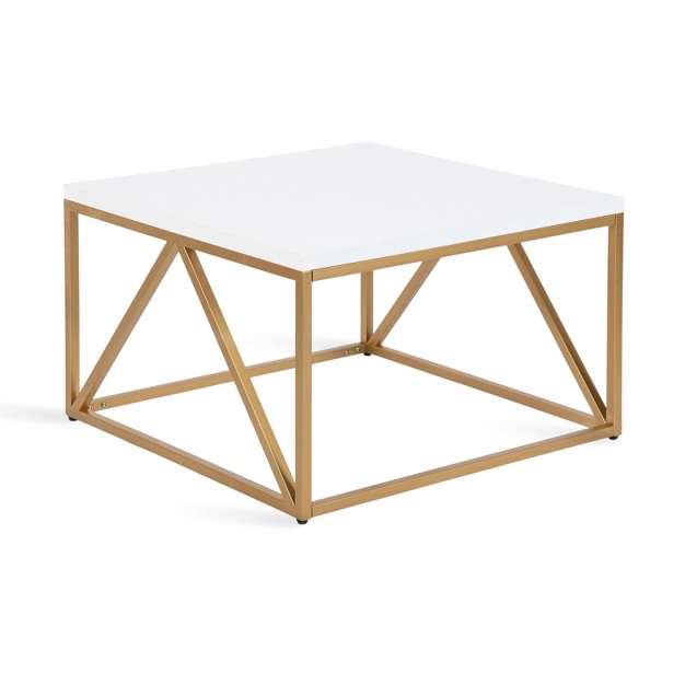 Kate And Laurel Truss Square Mdf Coffee Table 28x28x18 White And Gold