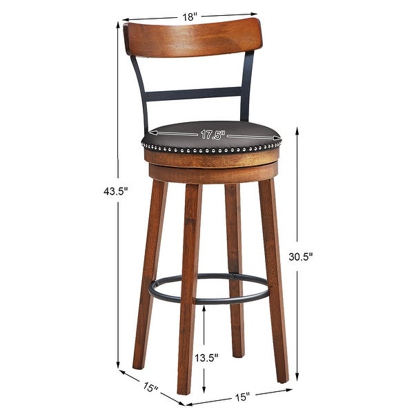 Counter Height Bar Stools Swivel Stools with Leather Padded Seat