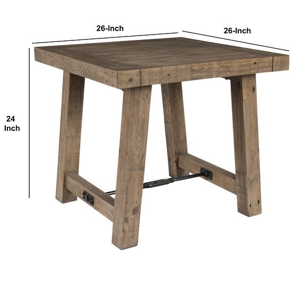 Handcrafted Reclaimed Wood End Table with Grains， Weathered Gray - 24 H x 26 W x 26 L Inches