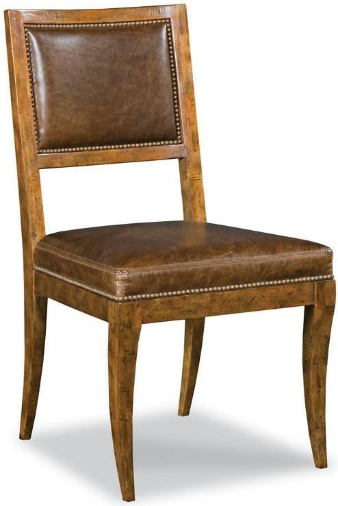 Dining Side Chair Woodbridge Brown Leather Wood Sonoma Brass Nail   Transitional   Dining Chairs   by EuroLuxHome  Houzz