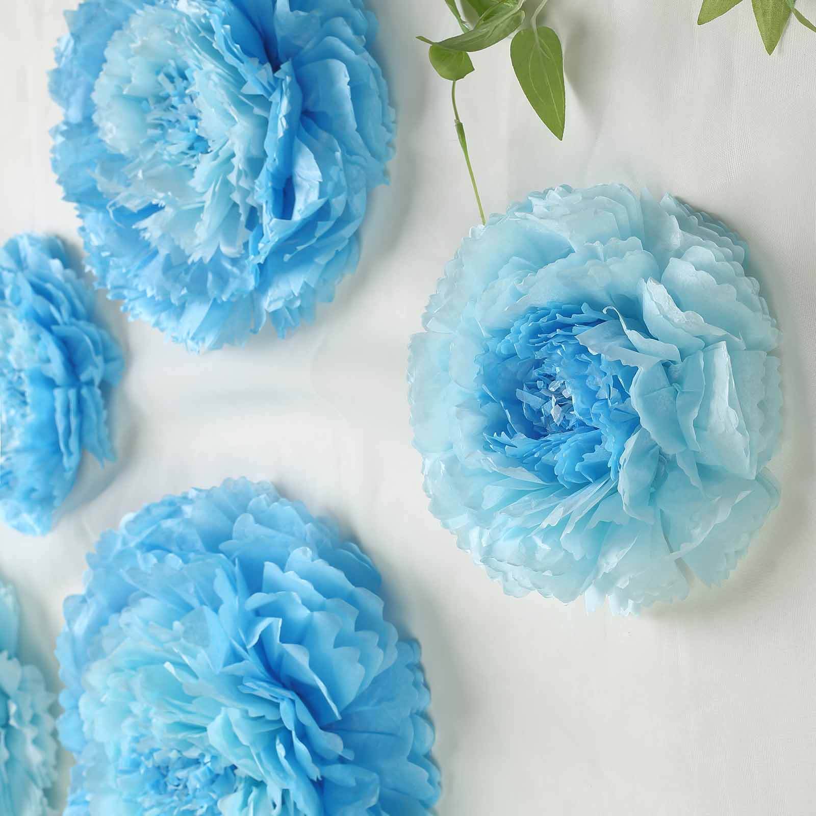 Set of 6 Aqua / Blue Carnation 3D Paper Flowers Wall Decor 7