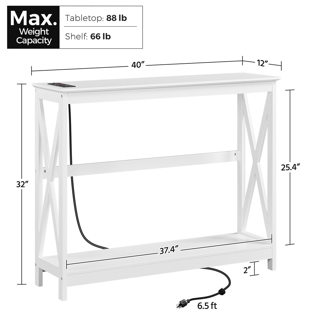 Yaheetech 2 Tier Narrow Sofa Table with Outlet Industrial Long Console Table