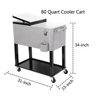 UPHA 80 Qt. Stainless Steel Rolling Patio Cooler with Wheels in Silver HD-COOLER-SILVE