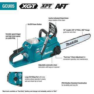 Makita XGT 16 in. 40V max Brushless Electric Battery Chainsaw Kit (4.0Ah) GCU05M1