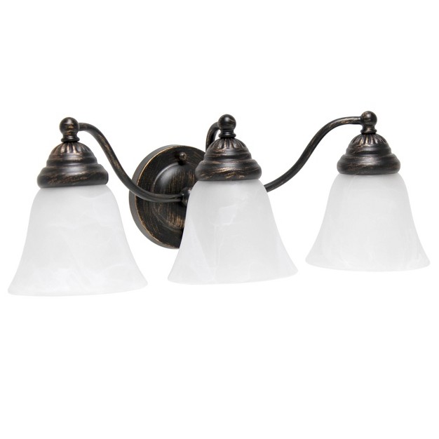 3 Light Curved Metal And Alabaster White Glass Shade Vanity Wall Light Fixture Lalia Home