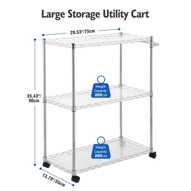 3 Tiers Kitchen Rolling Utility Cart