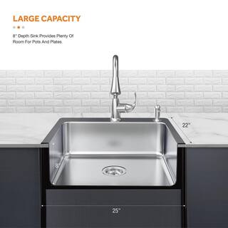 Glacier Bay Bratten Drop-InUndermount 18G Stainless Steel 25 in. 2-Hole Single Bowl Kitchen Sink with Accessories VT2522TA1ACC