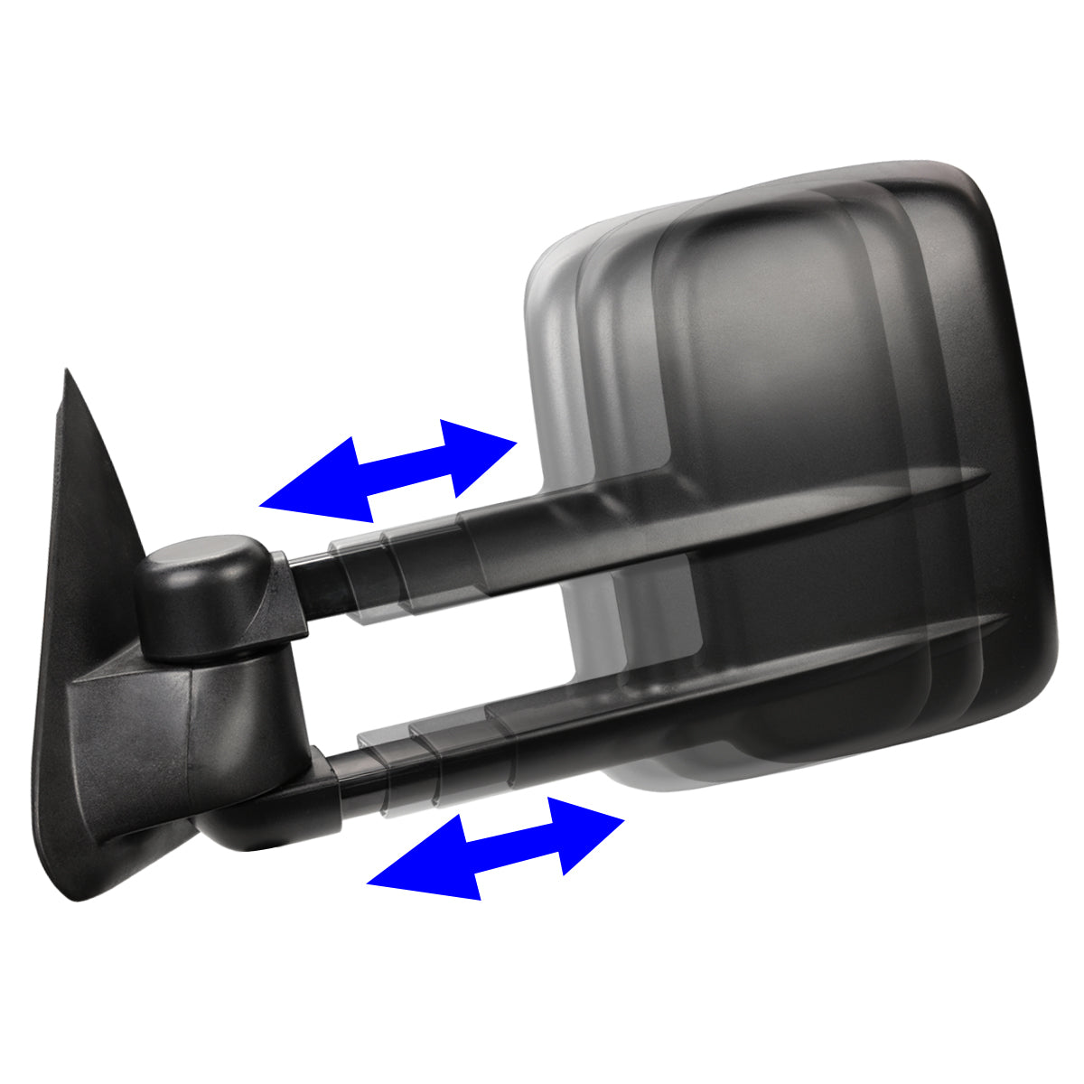 DNA Motoring TWM-002-T222-BK For 1997 to 2004 Ford F150 Pair of Black Textured Telescoping Manual Extenable Side Towing Mirrors 98 99 00 01 02