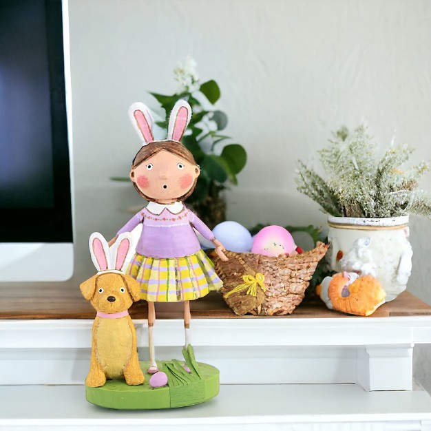 Lori Mitchell All Ears For Easter One Figurine 7 0 Inches Puppy Dog Egg Hunt 15509 Polyresin Purple