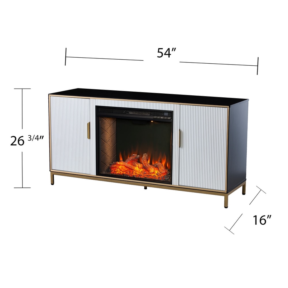 SEI Furniture Daltaire Contemporary Media TV Stand with Electric Fireplace Insert and Storage