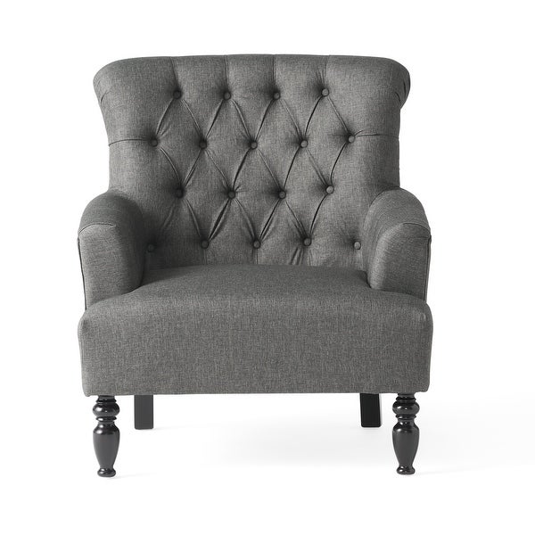 Bernstein Tufted Club Armchair w/ Rolled Backrest by Christopher Knight Home