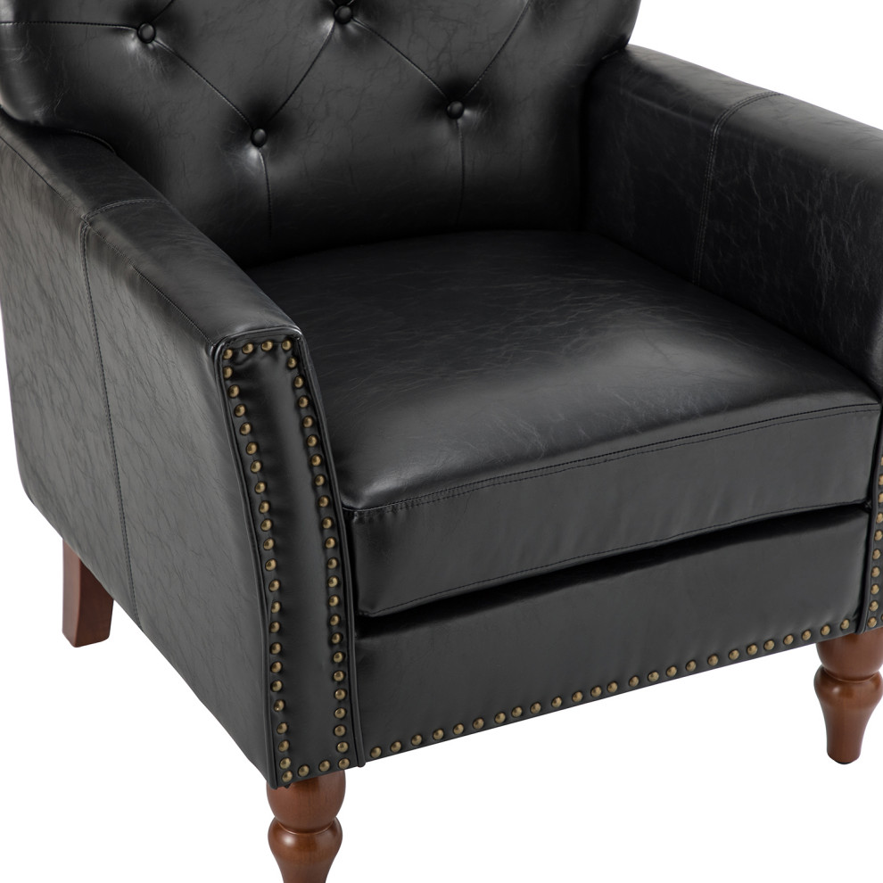 Vegan Leather Armchair With Nailhead Trim Set of 2   Contemporary   Armchairs And Accent Chairs   by Karat Home  Houzz