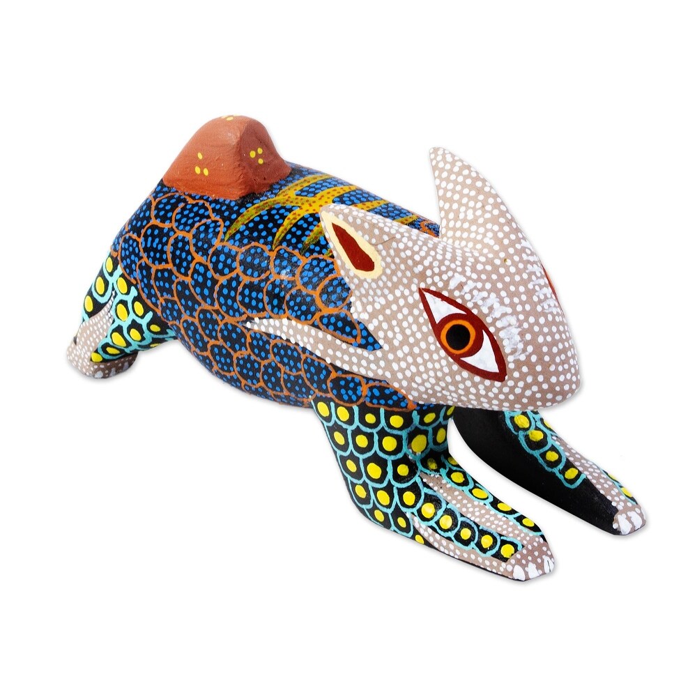 Novica Handmade Blue Hare Wood Alebrije Figurine